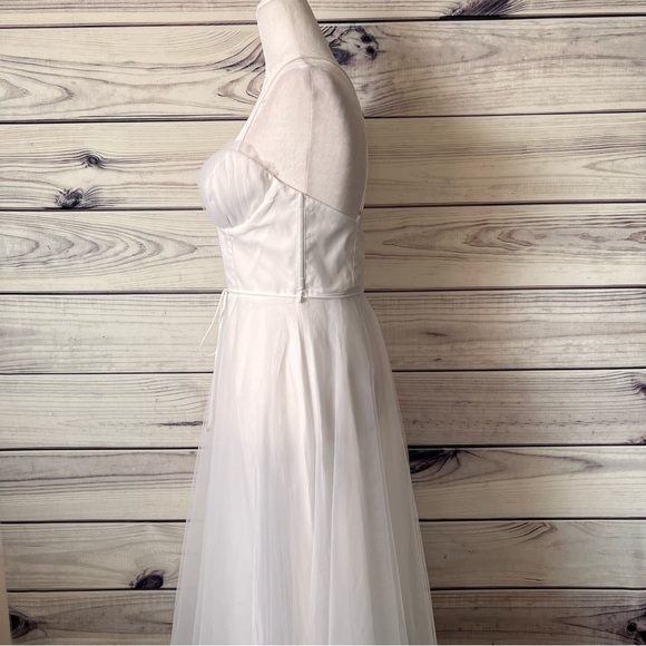Hello Molly Wandering in the Light White Tulle Corset Sweetheart Midi Dress - Picture 9 of 15